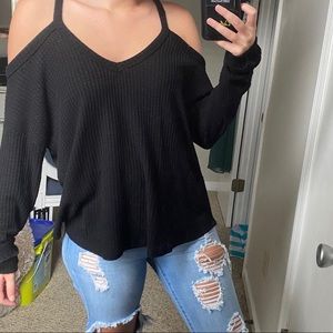 Black off shoulder sweater